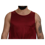 Dolce & Gabbana Red Round Neck Sleeveless Silk T-shirt