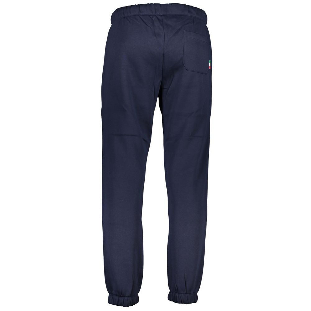 Gianmarco Venturi Blue Cotton Pant, sporty fleece trousers with elastic waist and ankle, logo embroidery, three pockets.