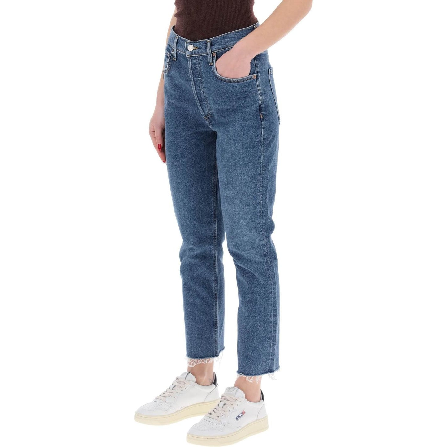 Agolde high-waisted straight cropped jeans in the