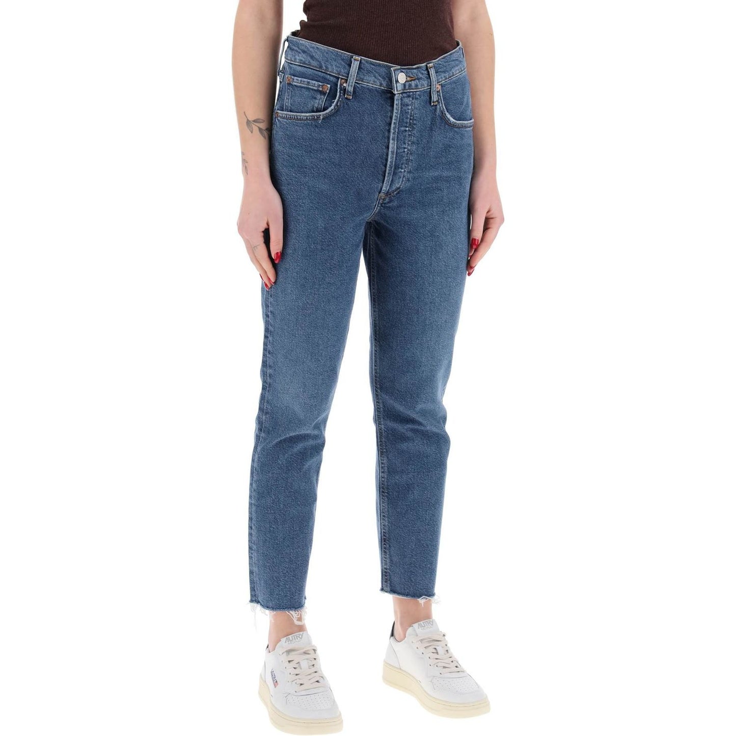 Agolde high-waisted straight cropped jeans in the