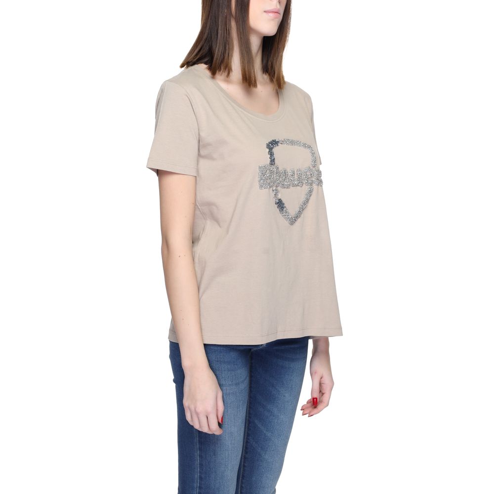 Blauer Beige Cotton T-Shirt with round neckline and Blauer logo, showcasing a comfortable fit for versatile casual wear.