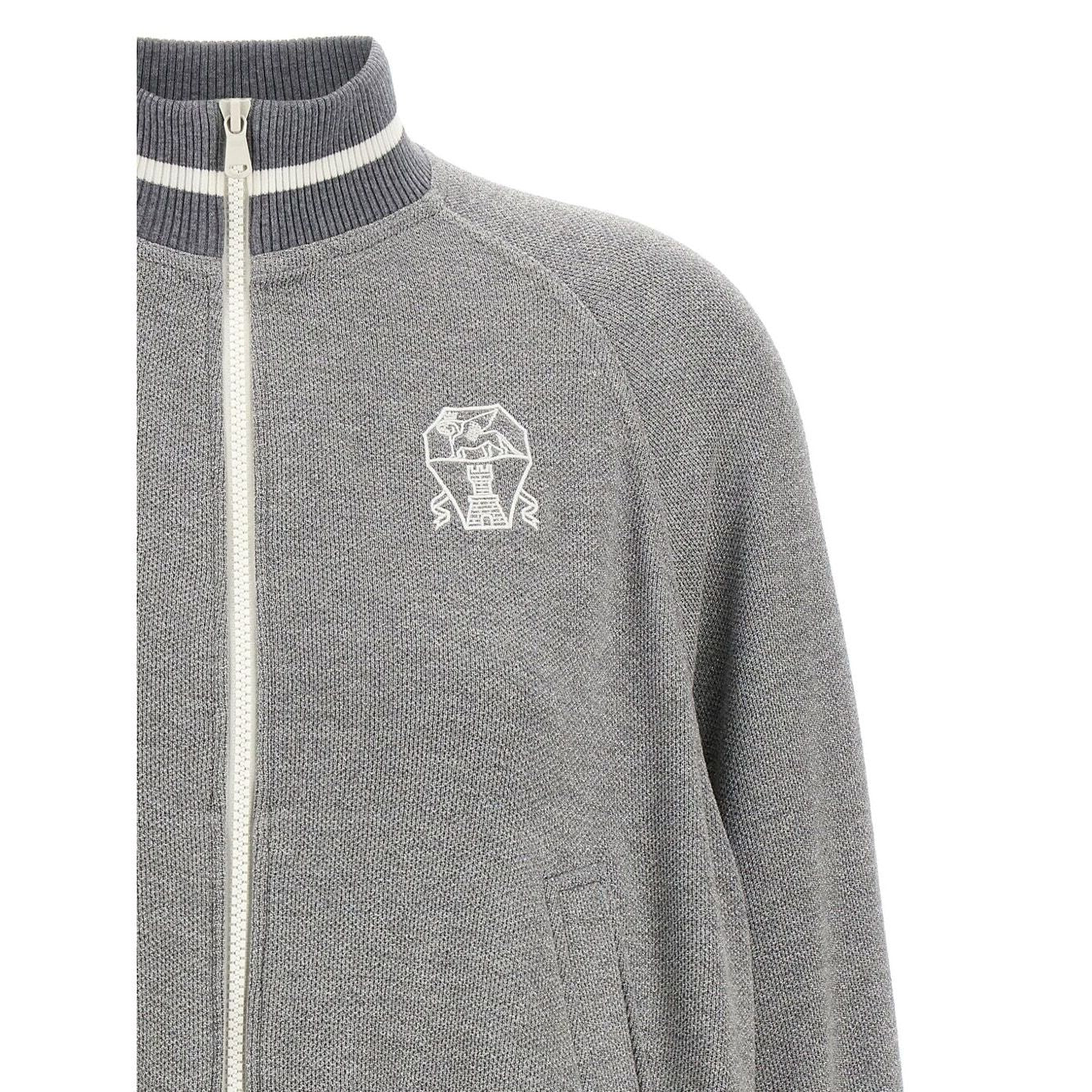 Brunello Cucinelli Ribbed-collar zip-up cardigan Topwear