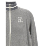Brunello Cucinelli Ribbed-collar zip-up cardigan Topwear