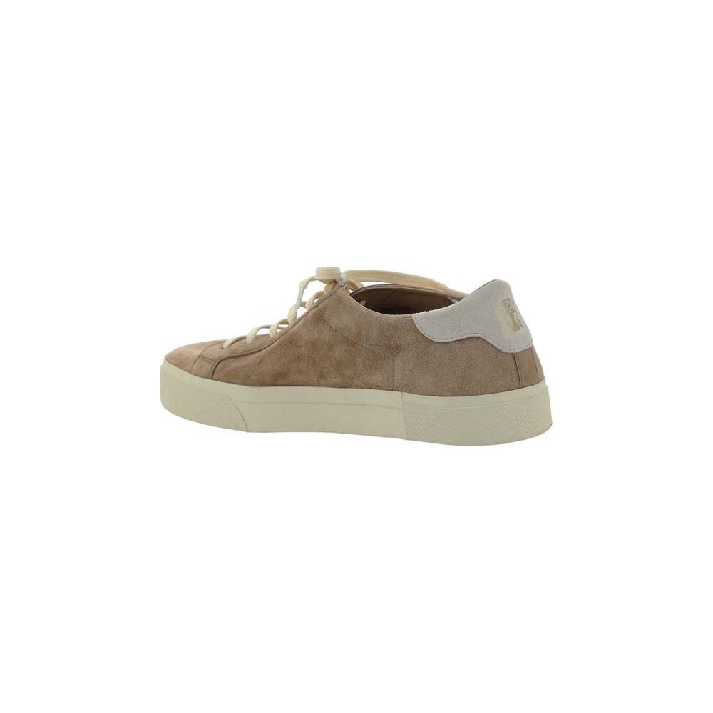 Brunello Cucinelli SneakersCalfskin Snekaers by Brunello Cucinelli featuring a round toe front, a suede design, a lace-up front fastening, a contrasting signature brand print label at the heel, and a branded insole.