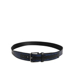 Dolce & Gabbana Black Blue DG Logo Silver Metal Buckle Belt
