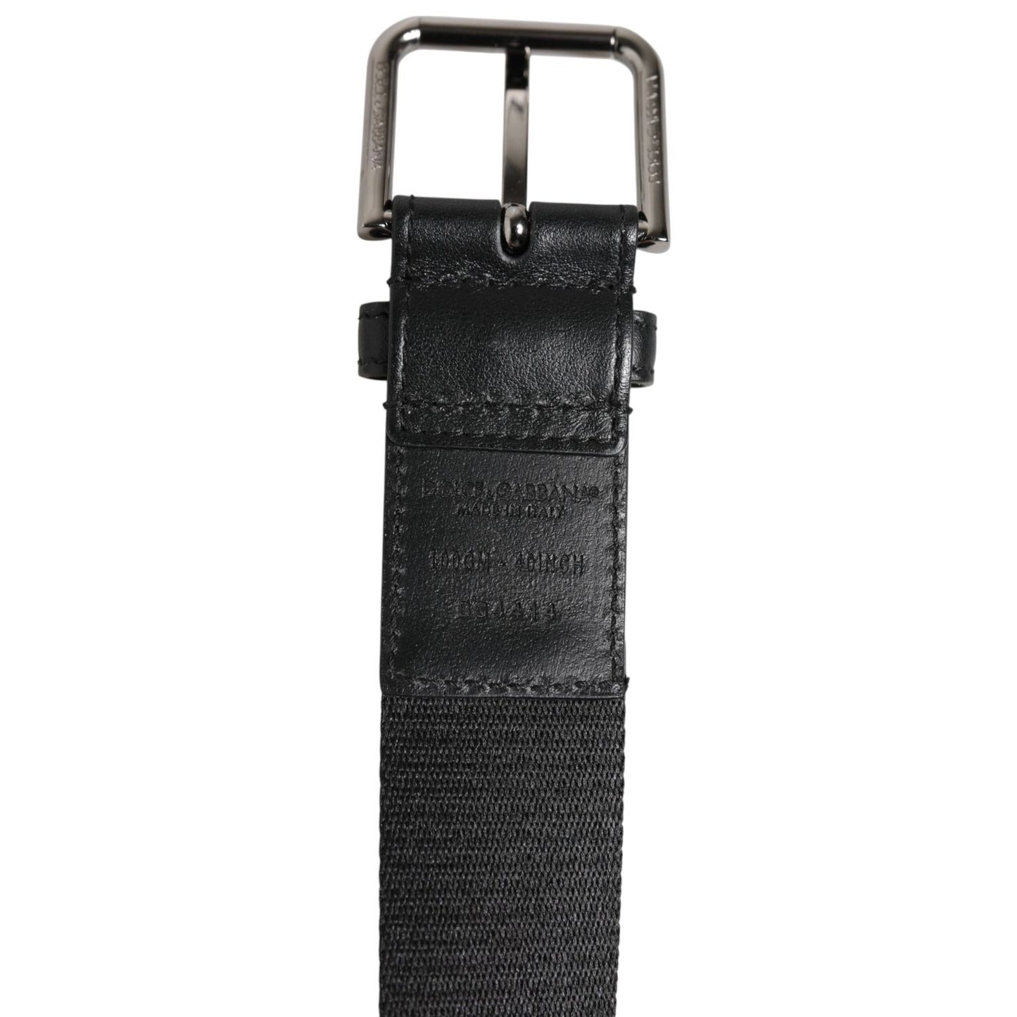 Dolce & Gabbana Black Blue DG Logo Silver Metal Buckle Belt