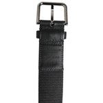 Dolce & Gabbana Black Blue DG Logo Silver Metal Buckle Belt