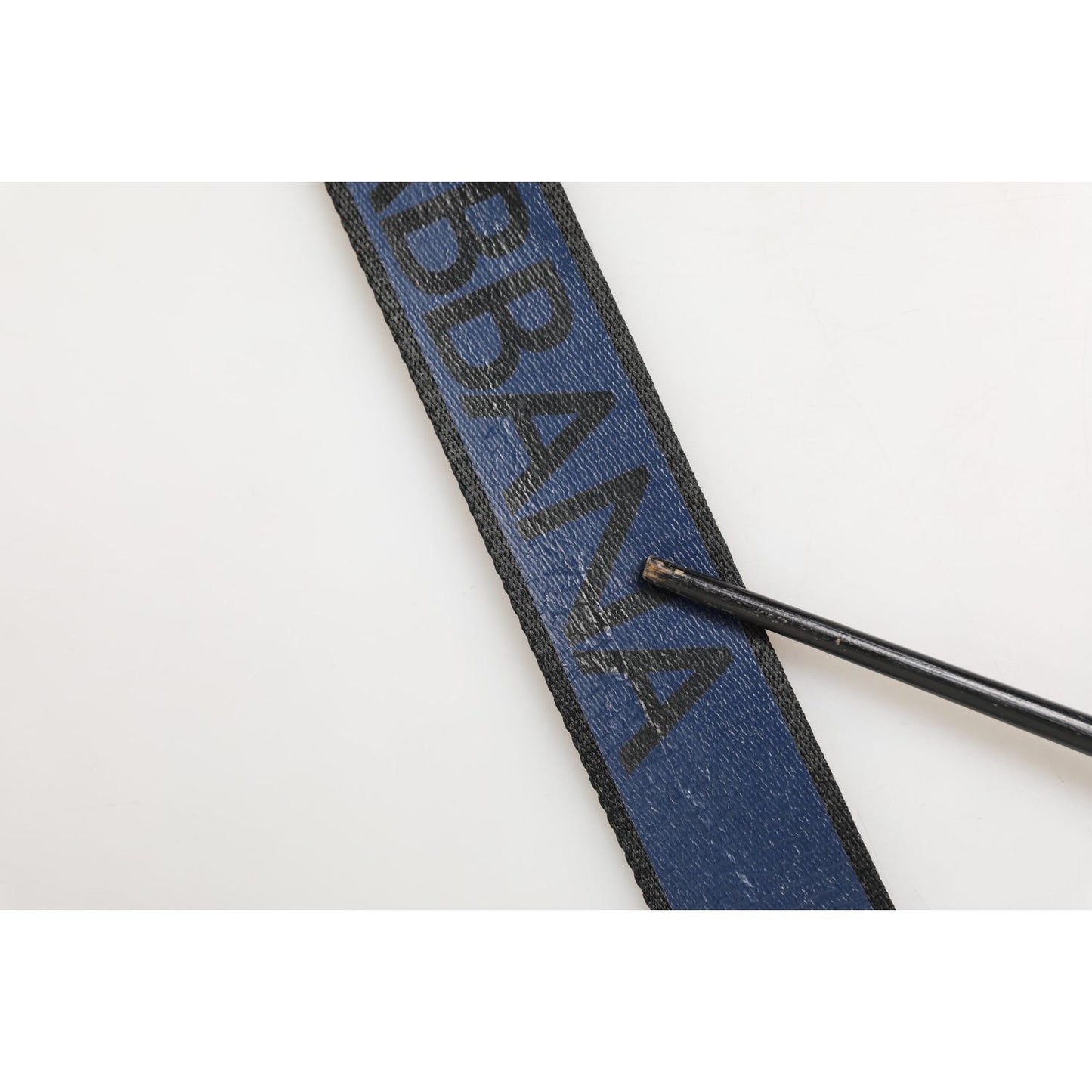 Dolce & Gabbana Black Blue DG Logo Silver Metal Buckle Belt
