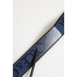 Dolce & Gabbana Black Blue DG Logo Silver Metal Buckle Belt