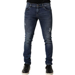 Dolce & Gabbana Dolce & Gabbana Blue Washed Skinny Cotton Denim Jeans PAN76451-48