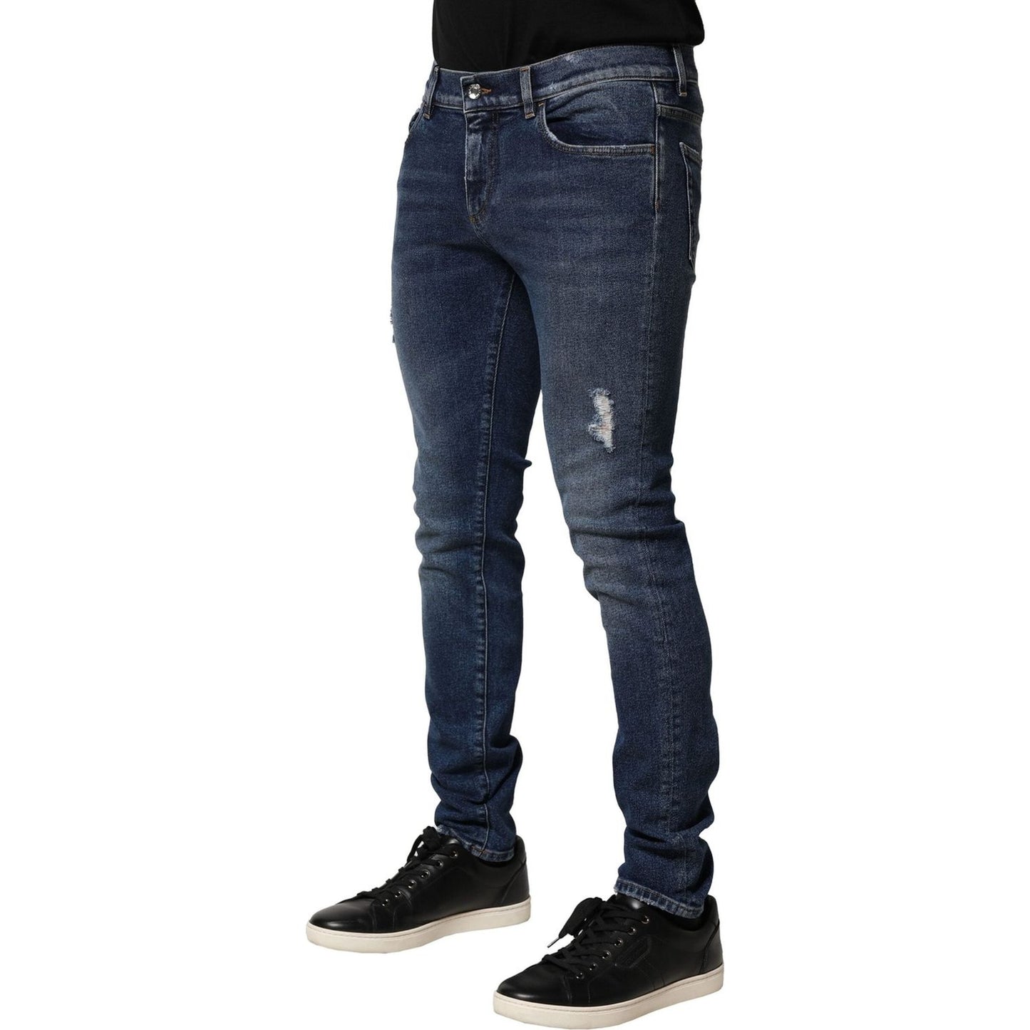 Dolce & Gabbana Dolce & Gabbana Blue Washed Skinny Cotton Denim Jeans PAN76451-48
