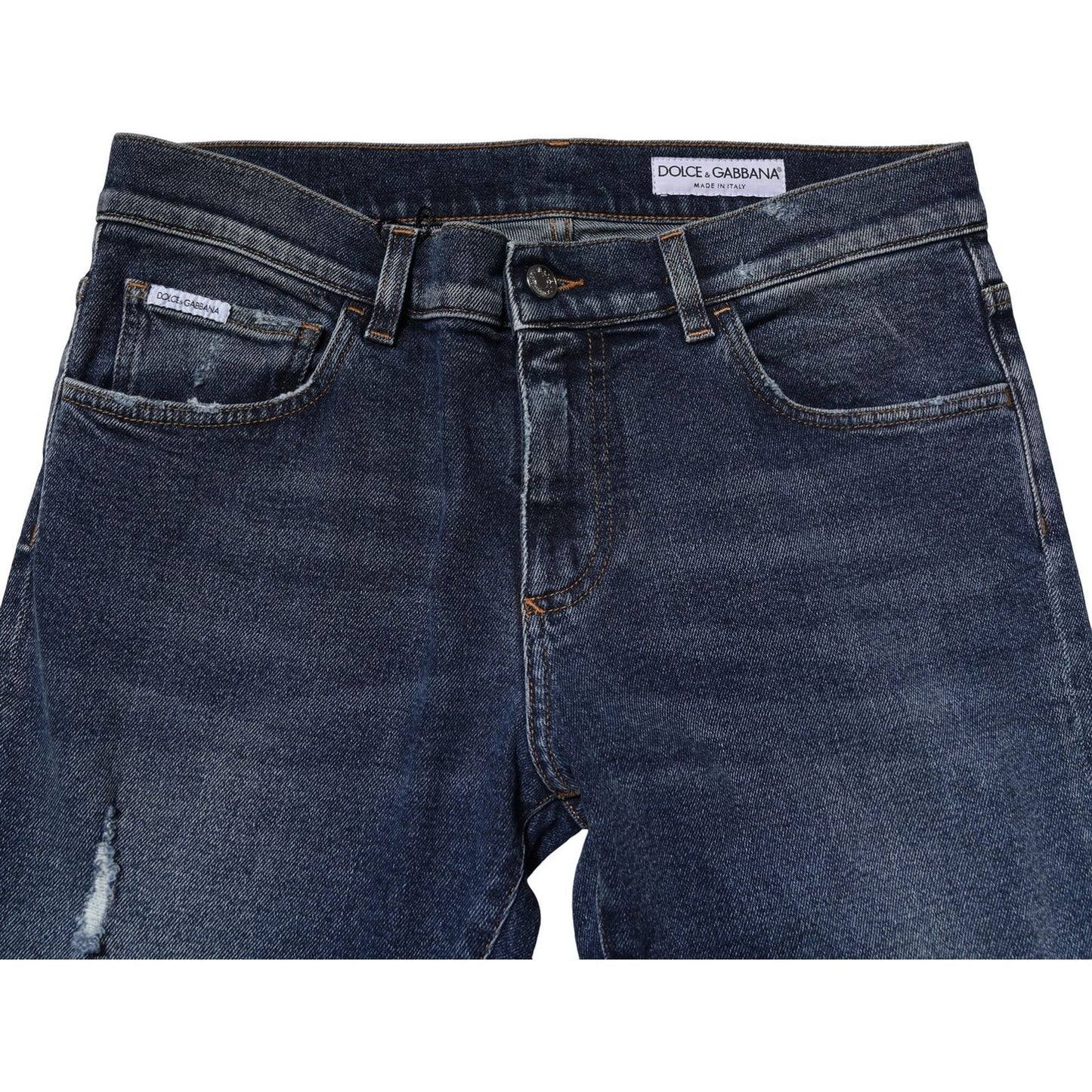 Dolce & Gabbana Dolce & Gabbana Blue Washed Skinny Cotton Denim Jeans PAN76451-48