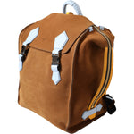 Dolce & Gabbana Brown Yellow Suede Leather Logo Backpack Bag Dolce & Gabbana Sienna
