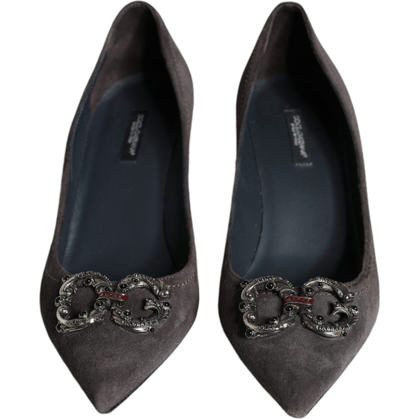 Dolce & Gabbana Gray Amore Suede Bellucci Heels Pumps Shoes LA11594-38