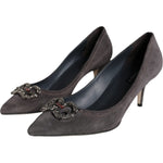 Dolce & Gabbana Gray Amore Suede Bellucci Heels Pumps Shoes LA11594-38