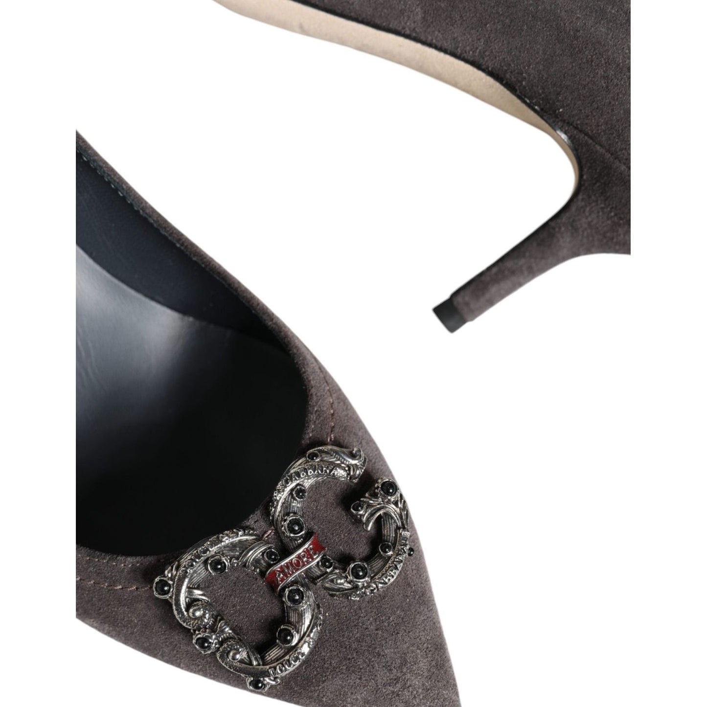 Dolce & Gabbana Gray Amore Suede Bellucci Heels Pumps Shoes LA11594-38