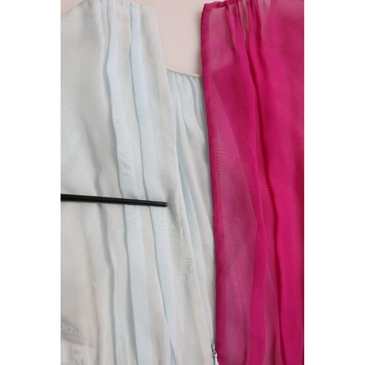 Dolce & Gabbana Light Blue Silk Two Tone Midi Dress