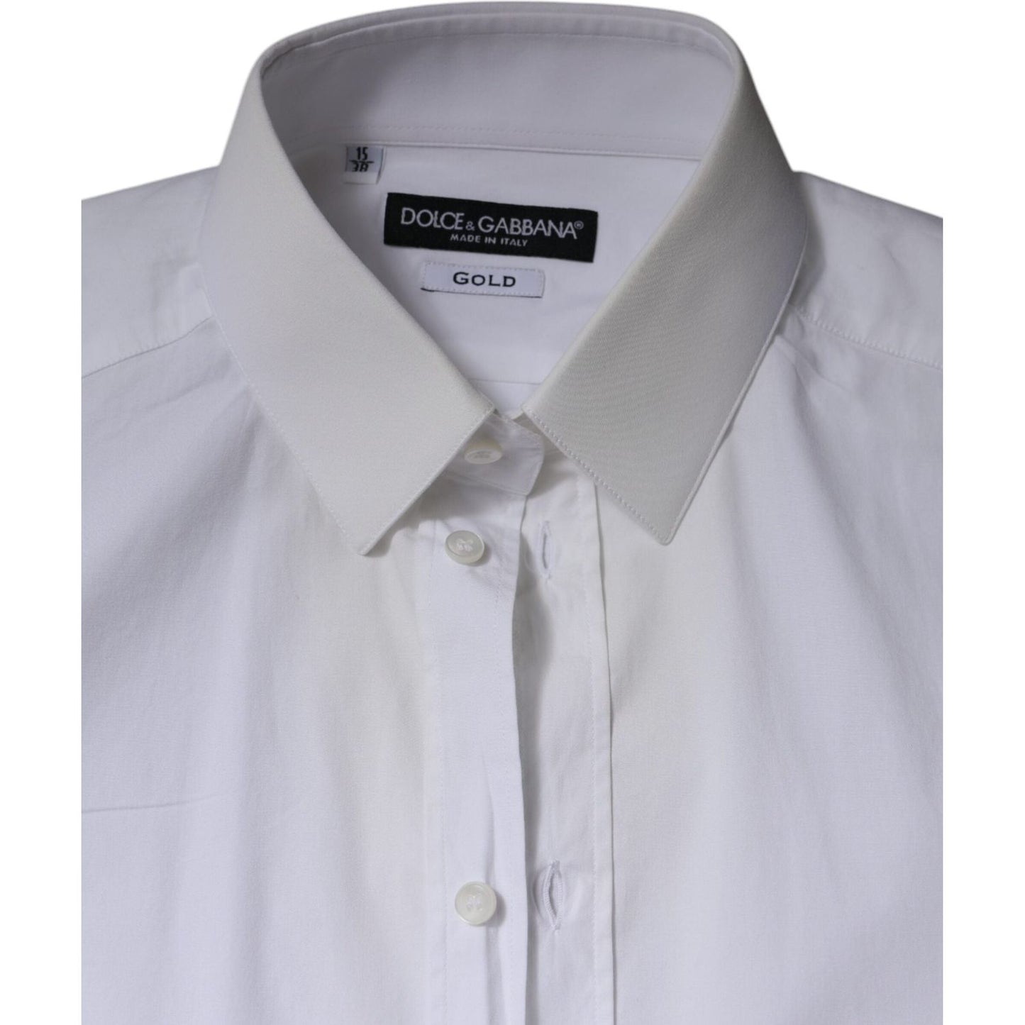 Dolce & Gabbana White Cotton Formal Men GOLD Dress Shirt