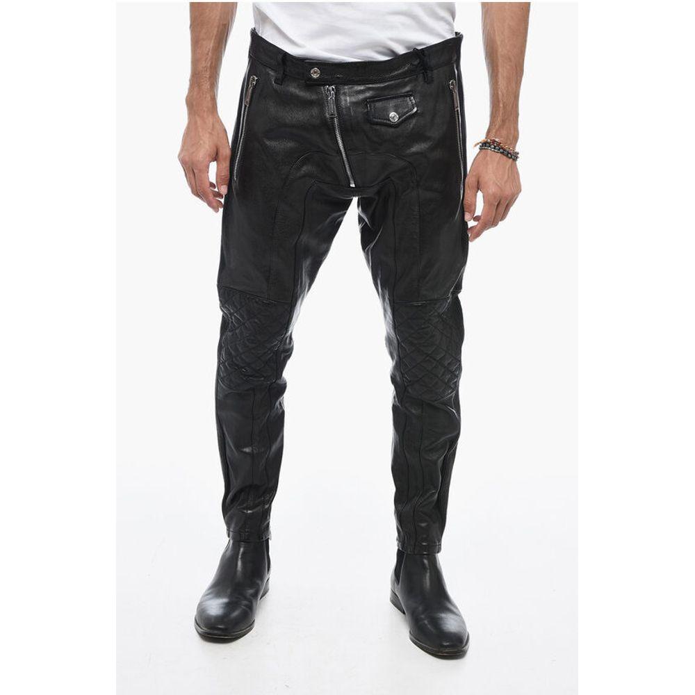 Dsquared² Leather Biker Pants with Zipped DetailingDescription: Details: Autumn-Winter Multi-pocketed Zip closure Front closure Button &zip fly closure Textured leather Black HALLO-WEEK P602739
