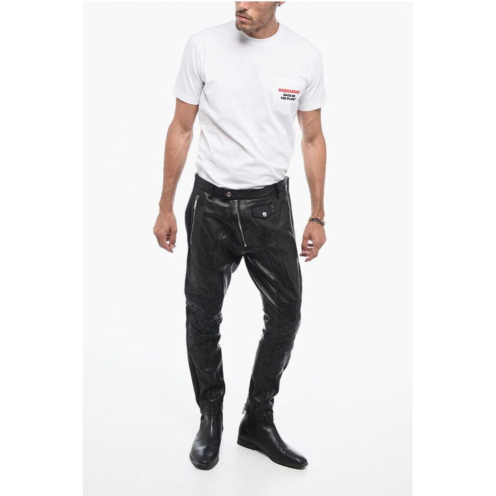 Dsquared² Leather Biker Pants with Zipped DetailingDescription: Details: Autumn-Winter Multi-pocketed Zip closure Front closure Button &zip fly closure Textured leather Black HALLO-WEEK P602739