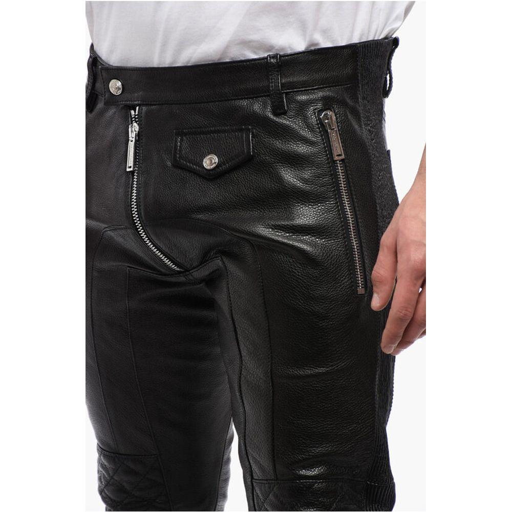 Dsquared² Leather Biker Pants with Zipped DetailingDescription: Details: Autumn-Winter Multi-pocketed Zip closure Front closure Button &zip fly closure Textured leather Black HALLO-WEEK P602739