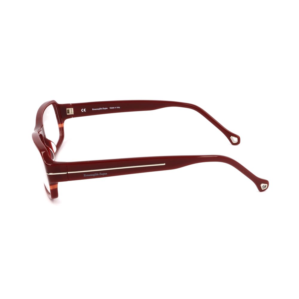 Ermenegildo Zegna Red Plastic Glasses (Frames), side view showing temple measurements 57/14/135 mm, vibrant red, stylish eyewear.