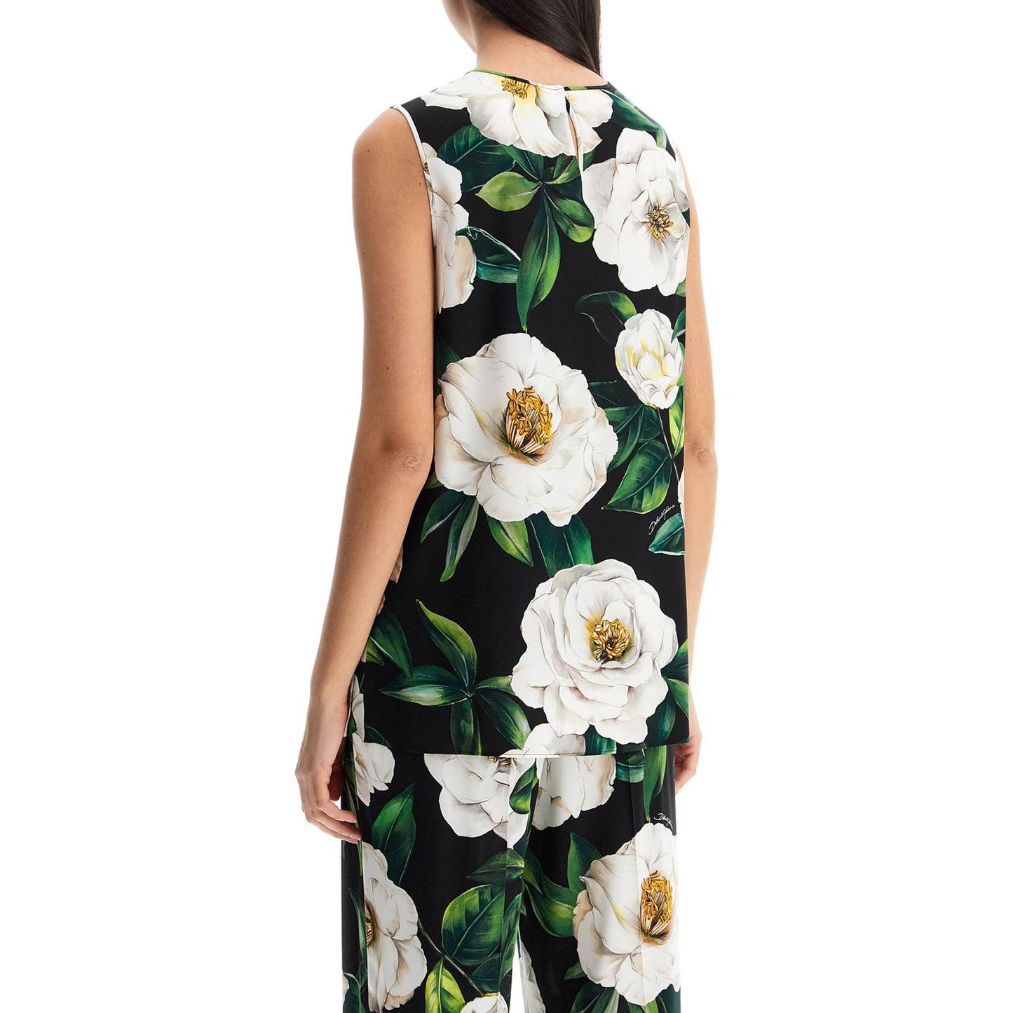 Dolce & Gabbana black floral silk top