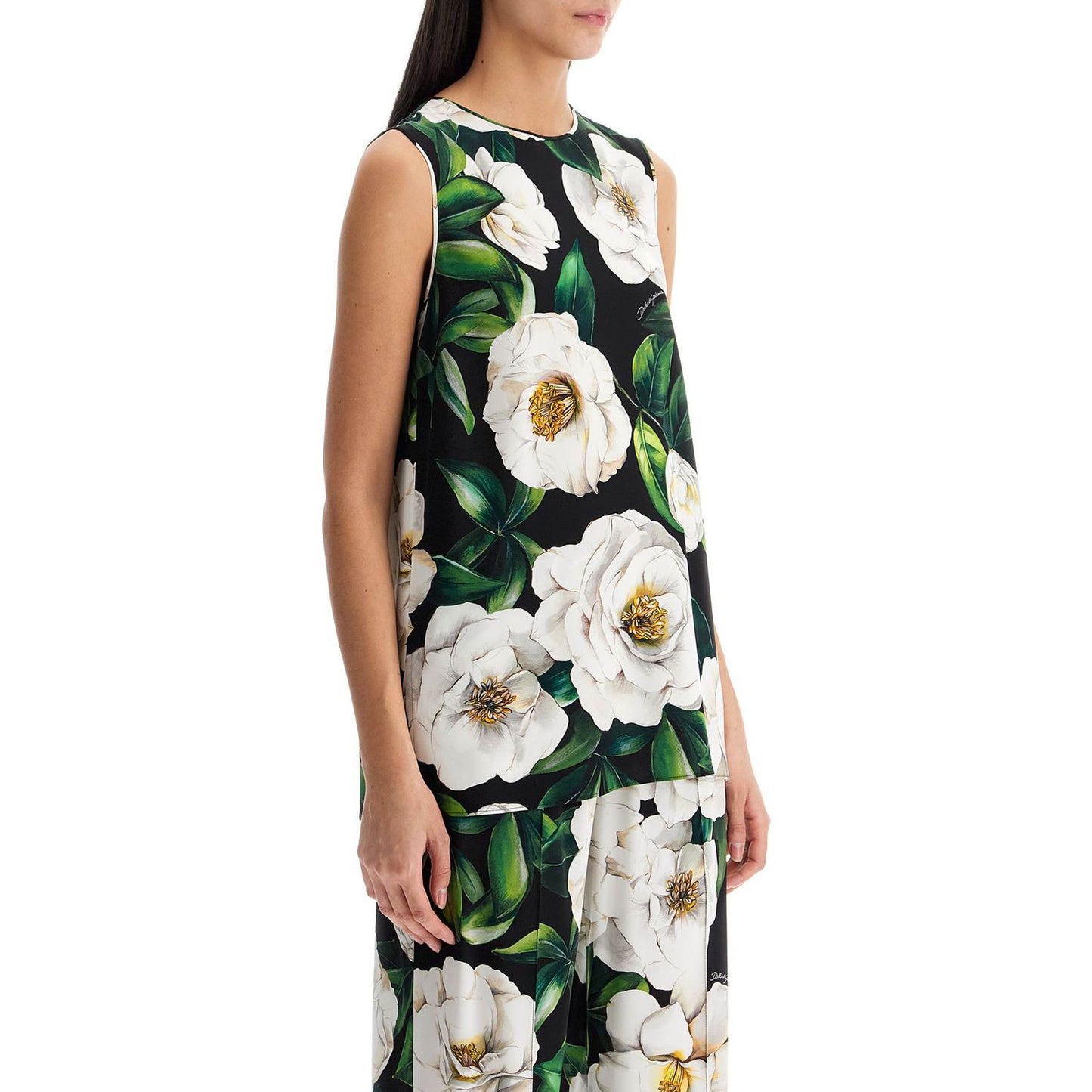 Dolce & Gabbana black floral silk top