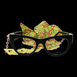 GUESS MOD. GU2988 50041 black lady's glasses with green patterned bow accessory.