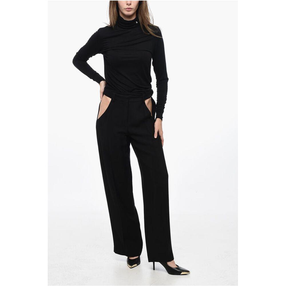 Mugler Straight-Fit Pants with Cut-Out DetailsDescription: Details: Autumn-Winter Black High-rise waistline Jersey Straight-cut leg Pockets Stretch NIGHT IS YOUNG Festive Look P609860 Converted From French Size