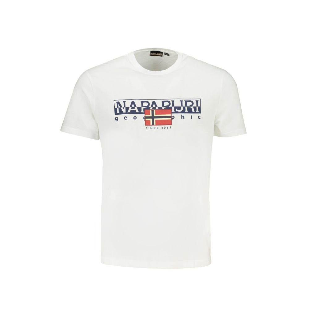 Napapijri White Cotton T-ShirtSHORT SLEEVED T-SHIRT, REGULAR FIT, CREW NECK, PRINT, LOGO, 100% ORGANIC COTTON