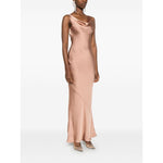 Norma Kamali Dresses Beige cowl neck sleeveless gown with flared hem and full lining, golden brown Maria design.