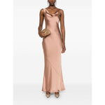 Norma Kamali Dresses Beige - golden brown cowl neck sleeveless gown with flared hem and full lining, elegant and stylish design.