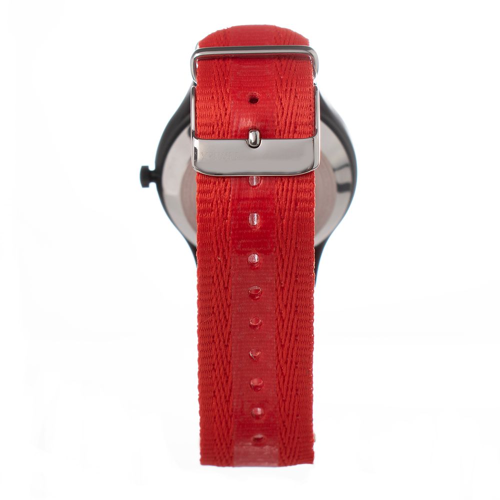 Back view of Timex Red Nylon Sport Watch with stainless steel buckle