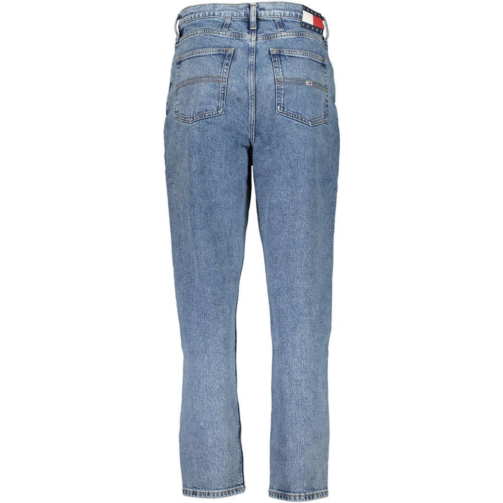 Tommy Hilfiger Blue Cotton Jeans & PantMOM JEANS ULTRA HIGH TAPERED, 5 POCKETS, BUTTON, ZIP, EMBROIDERY, LOGO