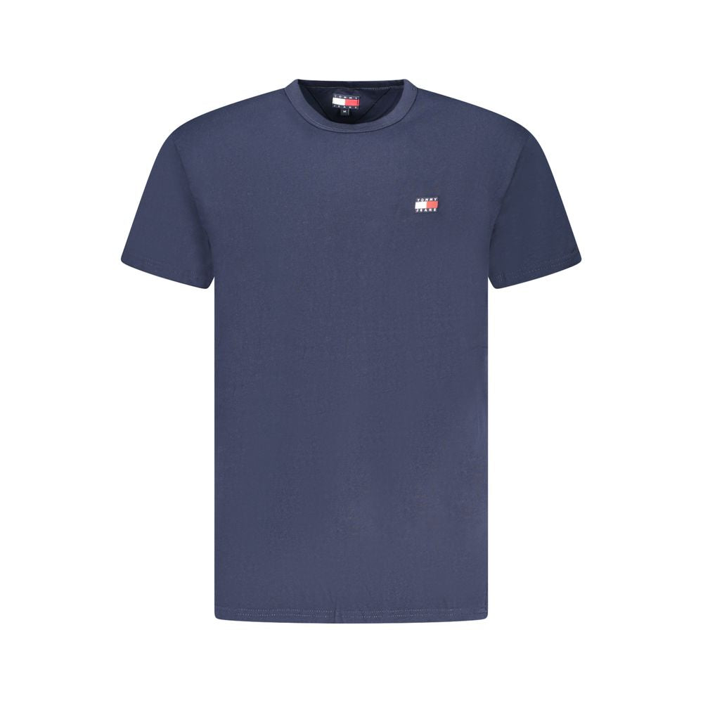 Tommy Hilfiger Blue Cotton Men T-ShirtStep into the bold world of Tommy Hilfiger with this impeccable short sleeve T-shirt. Crafted from a blend of 95% regenerative cotton, it’s as sustainable as it is stylish. The crew neck cut and precise embroidery of