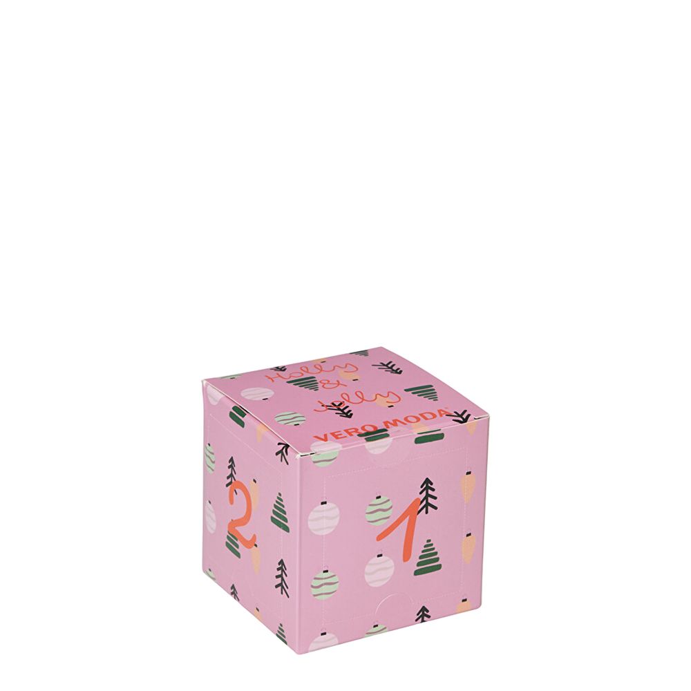 Vero Moda Multicolor Cotton Socks in a pink Christmas-themed gift box with festive patterns, perfect for winter.