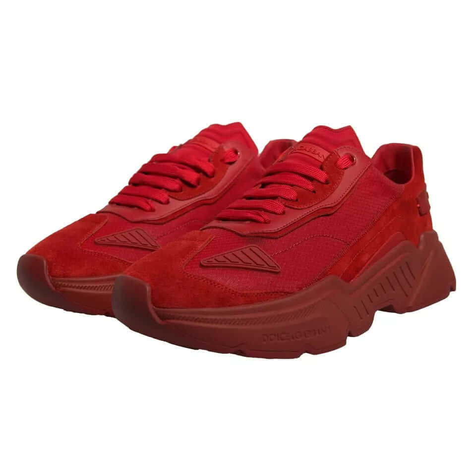 Dolce & Gabbana red leather Daymaster low top sneakers, model CS1765 AX014, stylish design, made in Italy.