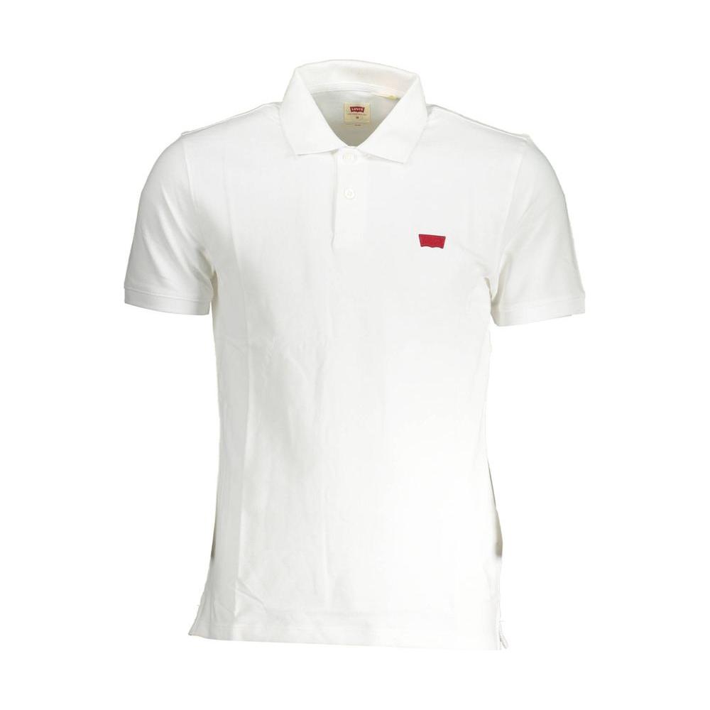 Levi's white cotton men's polo with slim fit, short sleeves, 2-button placket, and iconic logo for a sleek, timeless look.