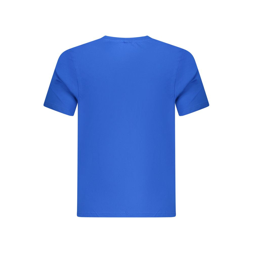 North Sails blue cotton men's T-shirt, vibrant blue, short sleeves, back view, crew neck, casual style, 100% cotton.