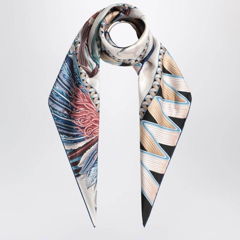 Ferragamo Ivory/blue silk scarf with Giada print 0785341SI/R_FERRA-AB_100
