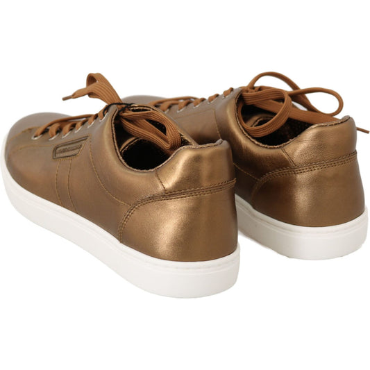 Dolce & Gabbana Golden Metallic Leather Sneakers Dolce & Gabbana Sienna