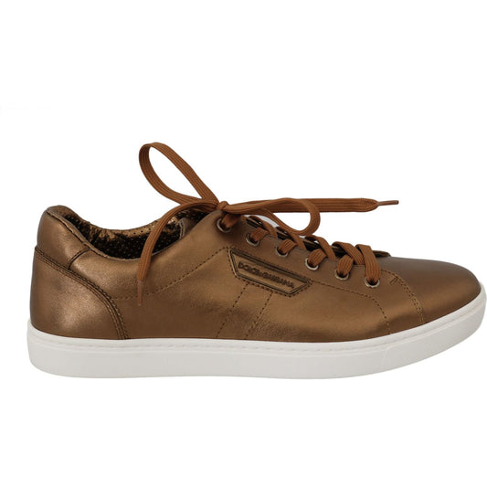 Dolce & Gabbana Golden Metallic Leather Sneakers Dolce & Gabbana Dark Olive Green