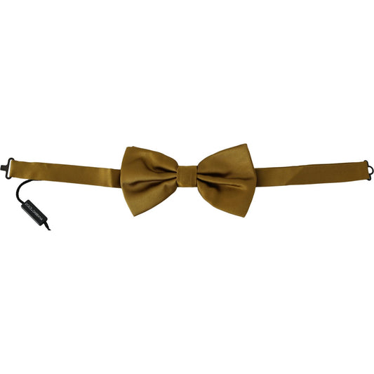 Dolce & Gabbana Elegant Mustard Silk Bow Tie Bow Tie Dolce & Gabbana Saddle Brown