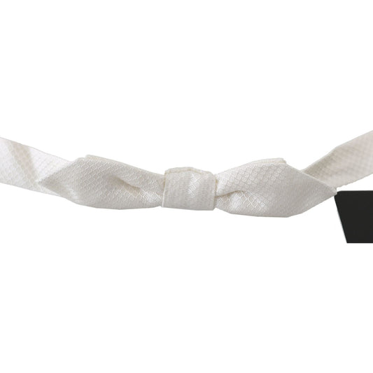 Dolce & Gabbana Elegant White Silk Bow Tie Bow Tie Dolce & Gabbana Gray