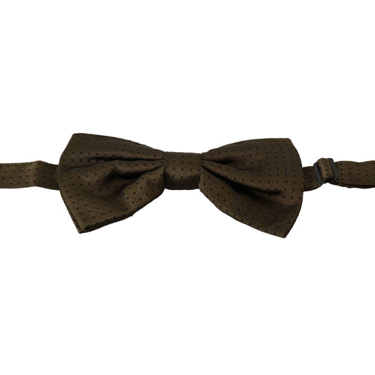 Dolce & Gabbana Elegant Brown Polka Dot Silk Bow Tie Bow Tie Dolce & Gabbana Dark Slate Gray