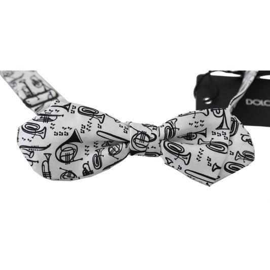 Dolce & Gabbana Elegant White Silk Bow Tie for Sophisticated Evenings Bow Tie Dolce & Gabbana Gray