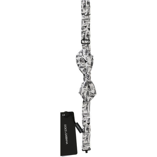 Dolce & Gabbana Elegant White Silk Bow Tie for Sophisticated Evenings Bow Tie Dolce & Gabbana Black