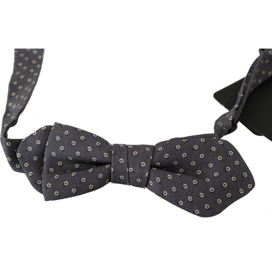 Dolce & Gabbana Elegant Silk Gray Circle Pattern Bow Tie Bow Tie Dolce & Gabbana Dark Slate Gray
