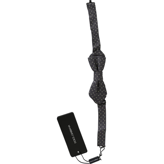 Dolce & Gabbana Elegant Silk Gray Circle Pattern Bow Tie Bow Tie Dolce & Gabbana Dark Slate Gray